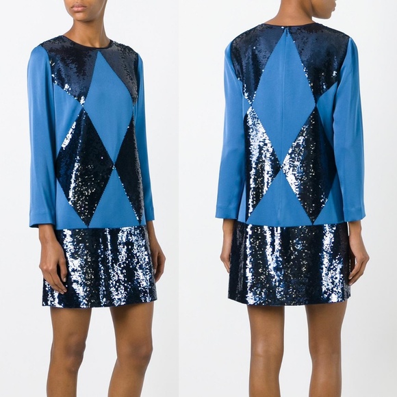NWT Tory Burch Lantilly Blue Sequin Shift Tunic Dress Size 0 MSRP $795 - Picture 3 of 8